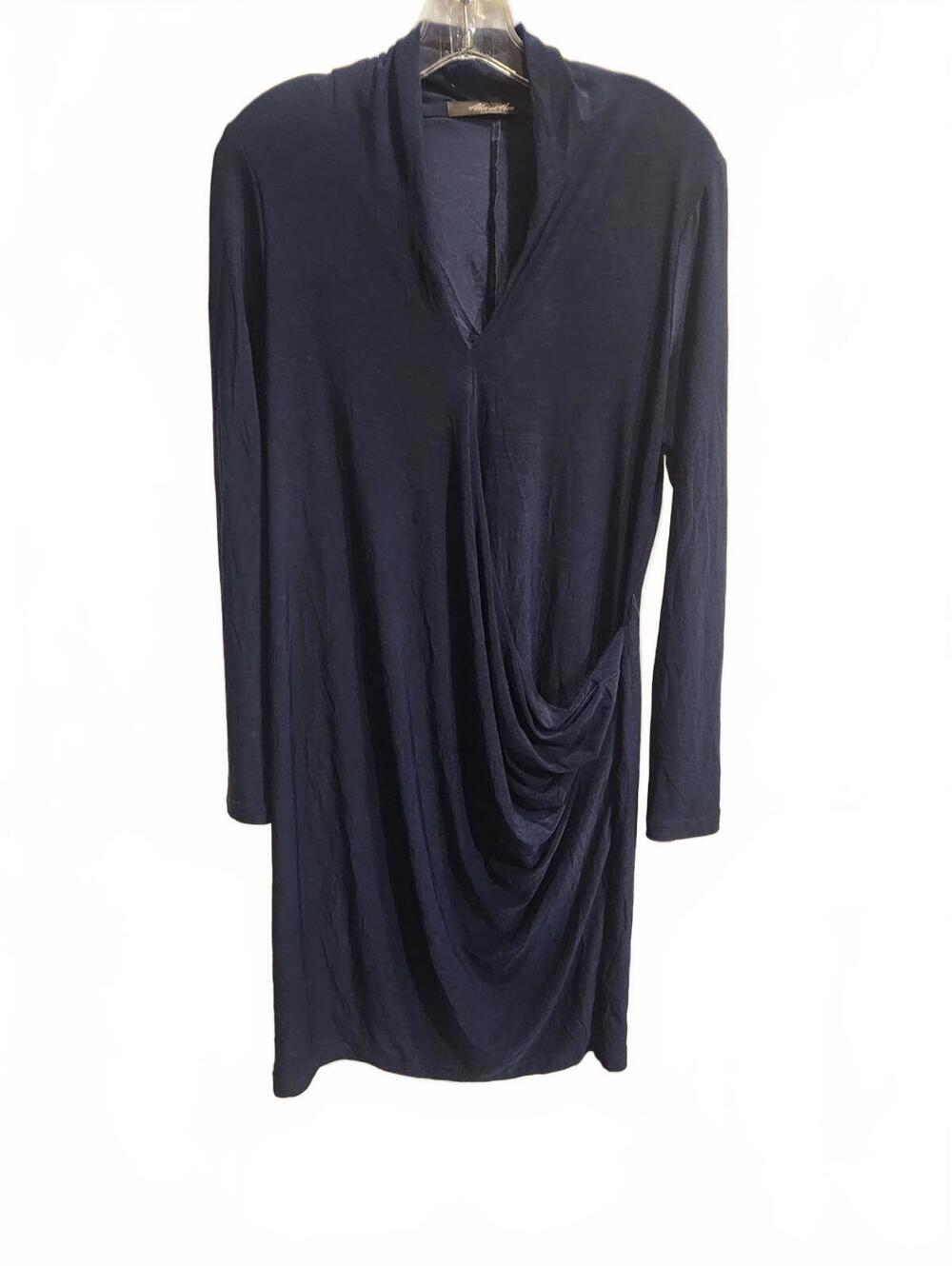 Alex And Ava Navy Blue Midi Dress. Womens Size Large. 42 in long. Missing belt